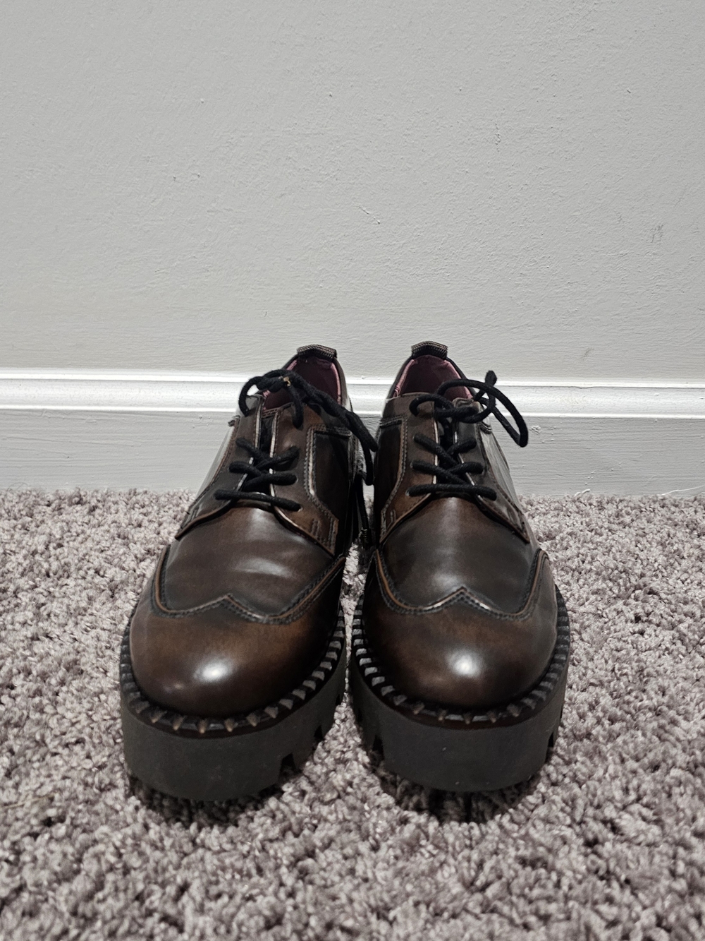 Franco Sarto Chunky Lace-Up Shoes in Dark Brown Balin Oxford Size 6.5